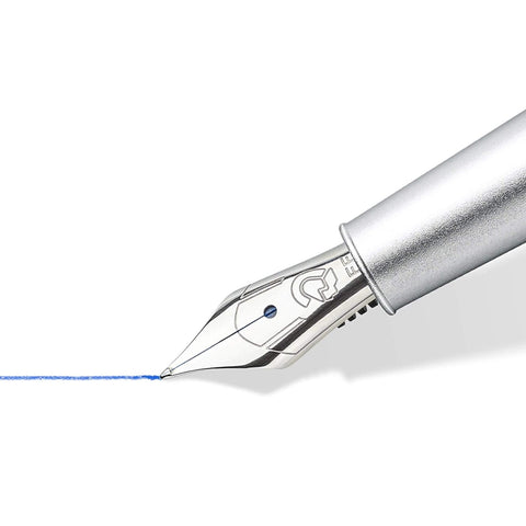 Staedtler Trx Blue Stainless Steel Nib Fountain Ink Pen, Blue Aluminium Triangular Barrel, Metal Clip