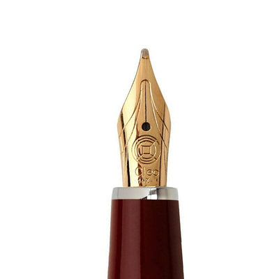 Cleo Skribent Classic Burgundy Fountain Ink Pen, Precious Resin Body, Palladium Plated Fittings, 14K Gold Nib