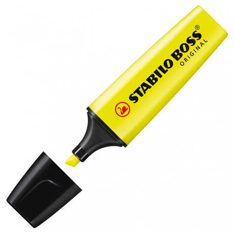 Stabilo Boss Original - Highlighter Pen - Wallet Of 4 Fluorescent Yellow