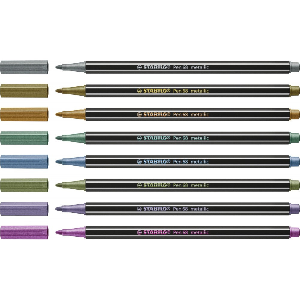 Stabilo | Pen 68 | Metallic | Felt Tip Pen | Pack Of 8