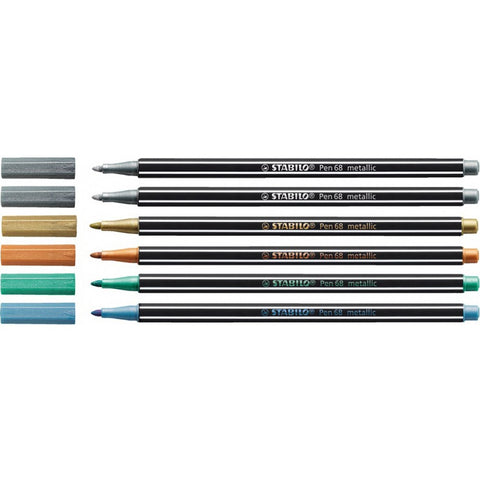 Stabilo | Pen 68 | Metallic | Felt Tip Pen | Pack Of 6