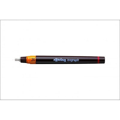 Rotring 0.2 mm Isograph Technical Drawing Ink Pen, Chrome Plated Tip, Colour Coded Barrel, Labelled ScrewOn Cap, Metal Clip