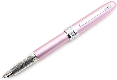 Platinum Plaisir Fountain Ink Pen With Ss Fine Nib, Pink Barrel, Cap, Anodized Aluminium Body With Shiny Surface, Black Ink Cartridge Included, Slip And Seal Cap Design.