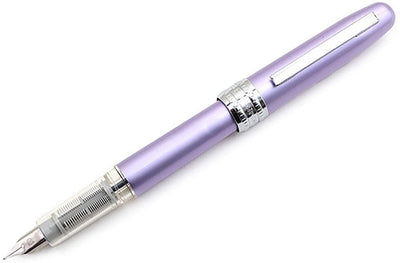 Platinum Plaisir Fountain Ink Pen With Ss Medium Nib, Violet Barrel, Cap, Anodized Aluminium Body With Shiny Surface, Black Ink Cartridge Included, Slip And Seal Cap Design.