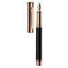 Otto Hutt Design 04 Fountain Ink Pen with Broad 18K Bicolour Nib, Multi-Polished Black Lacquered Barrel, Rose Gold Plated Cap and Trims, Brass Body, Cartridge - Converter Included
