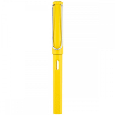 Lamy Safari- Yellow Fountain Pen, Steel Broad Nib, Chrome Plated Brass Spring Loaded Iconic Clip, Triangular Grip, Abs Plastic Body.