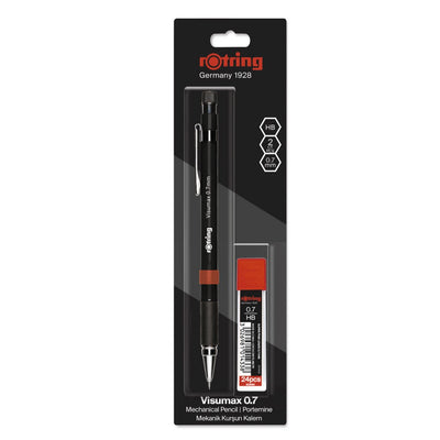 Rotring Visumax Mechanical Pencil 0.7 mm Black with 24 HB Leads Blister Pack