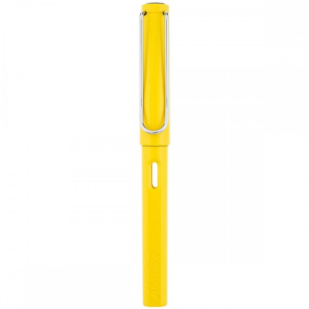 Lamy Safari- Yellow Fountain Pen, Steel Medium Nib, Chrome Plated Brass Spring Loaded Iconic Clip, Triangular Grip, Abs Plastic Body.