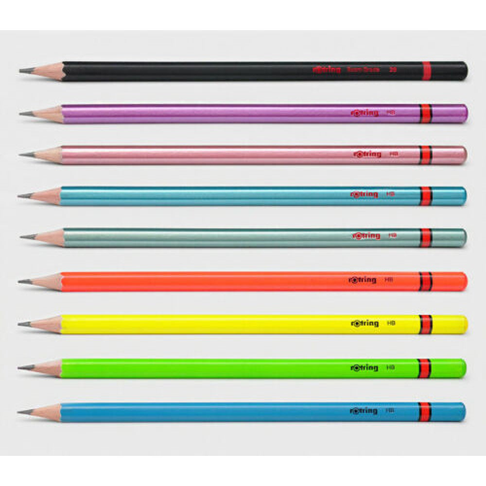Rotring Woodcase HB Graphite Pencil, Core Assorted Colours, Blister Pack of 4 Wooden Pencils