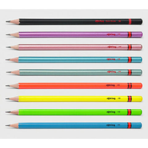Rotring Woodcase HB Graphite Pencil, Core Assorted Colours- Blister Pack of 8 Wooden Pencils