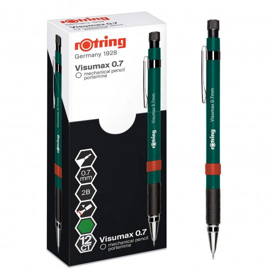 Rotring Visumax 0.7mm Mechanical Pencil, 2B Lead, Red Barrel - Pack of 12