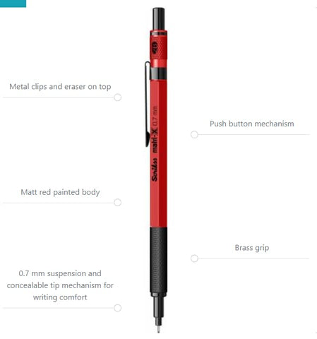 Scrikss | Matri-X | Mechanical Pencil | Matt Red-0.7mm