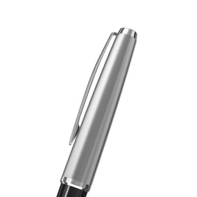 Scrikss Metropolis 78 Black Fountain Ink Pen With Medium Size Nib,Stainless Steel Cap, Chrome Trims, Mounted Converter
