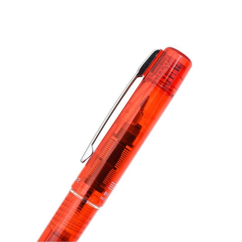 Platinum Prefounte Fountain Ink Pen With Stainless Steel Medium Nib, Translucent Vermillion Orange Barrel, Cap, Blue-black Ink Cartridge Included, Slip And Seal Cap Design.