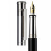 Otto Hutt Design 04 Fountain Ink Pen with Medium 18K Bicolour Nib, Multi-Polished Black Lacquered Barrel, Platinum Plated Cap and Trims, Brass Body, Cartridge - Converter Included