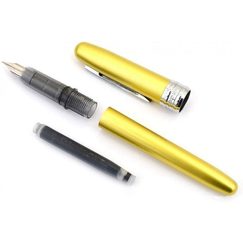 Platinum Plaisir Fountain Ink Pen With Ss Medium Nib, Bali Citrus Barrel, Cap, Anodized Aluminium Body With Shiny Surface, Black Ink Cartridge, Slip And Seal Cap Design.