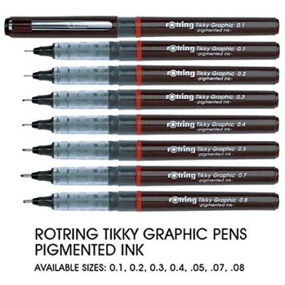 Rotring 0.5mm Line Thickness Tikky Graphic Fineliner with Black Pigmented Lightfast And Water Resistant Ink For Long Life Drawings, Sketching, Writing and Signature, Non-Refillable, Pack of 12pieces