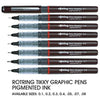 Rotring 0.2mm Line Thickness Tikky Graphic Fineliner with Black Pigmented Lightfast And Water Resistant Ink For Long Life Drawings, Sketching, Writing and Signature, Non-Refillable, Pack of 12pieces