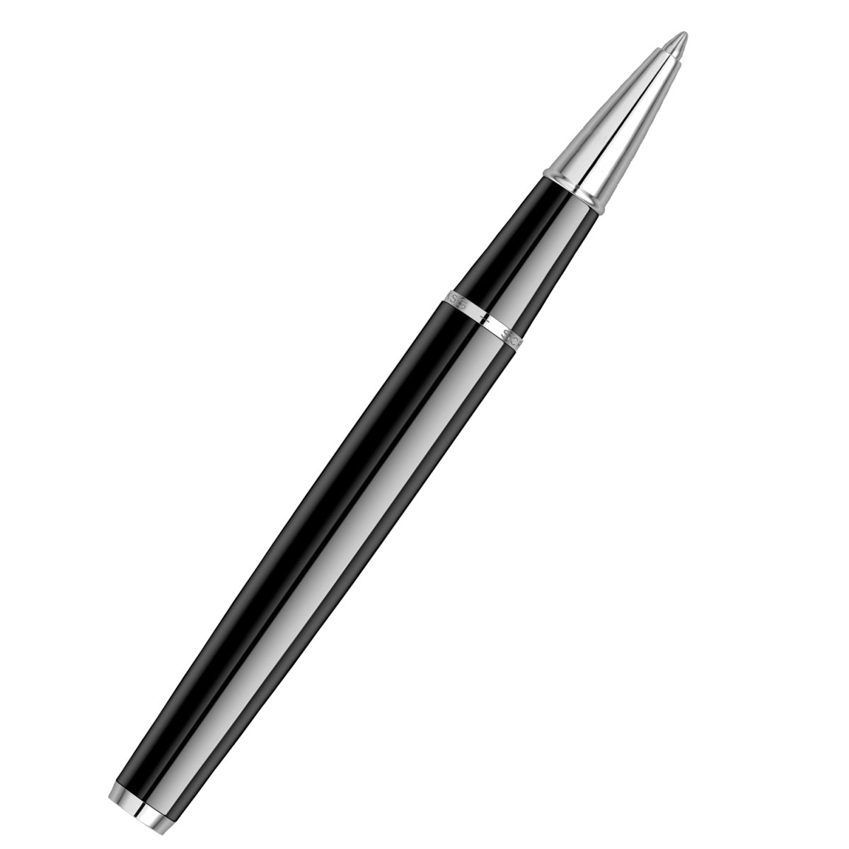 Scrikss Metropolis Black Barrel With Chrome Finish Cap Roller Ball Point Pen, Chrome Trims, Roller Pen