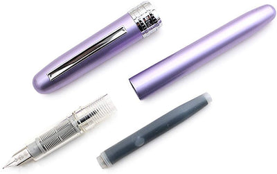 Platinum Plaisir Fountain Ink Pen With Ss Fine Nib, Violet Barrel, Cap, Anodized Aluminium Body With Shiny Surface, Black Ink Cartridge Included, Slip And Seal Cap Design.