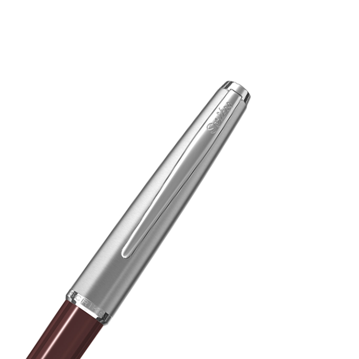 Scrikss Metropolis 78 Burgundy Fountain Ink Pen With Medium Size Nib, Satin Stainless Steel Cap, Chrome Trims, Mounted Converter