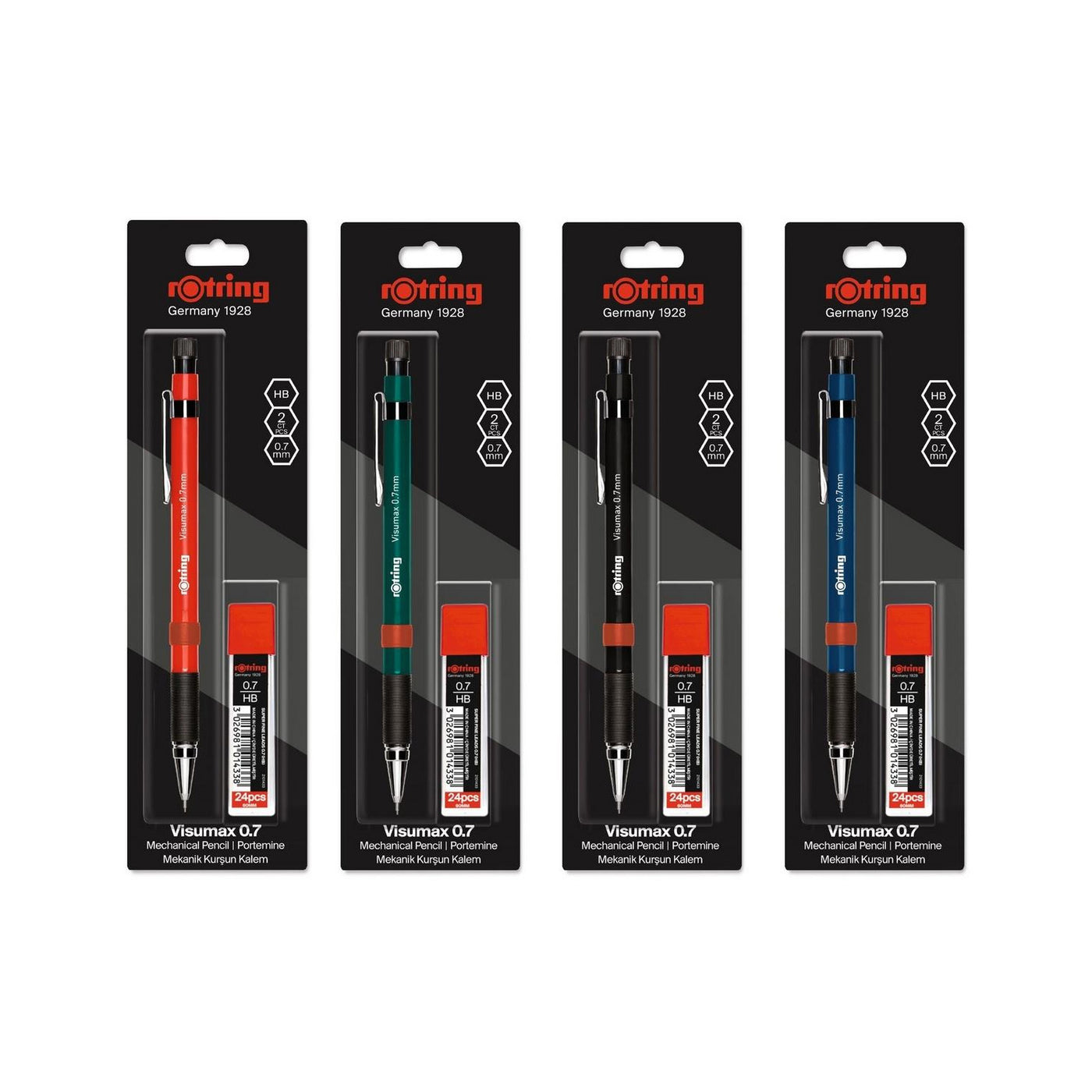 Rotring Visumax Mechanical Pencil 0.7 mm Green with 24 HB Leads Blister Pack