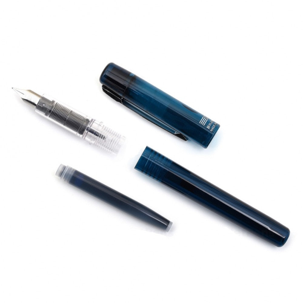 Platinum Prefounte Fountain Ink Pen With Stainless Steel Medium Nib, Translucent Night Sea Blue Barrel, Cap, Blue-black Ink Cartridge Included, Slip And Seal Cap Design.