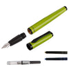 Platignum Studio Lime Green Fountain Pen, Stainless Steel Medium Nib, Black -Blue Cartridge - Converter - 50311