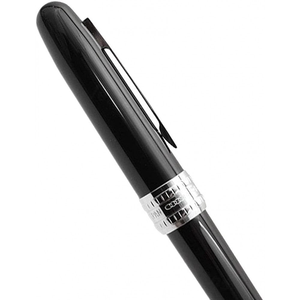 Platinum Plaisir Fountain Ink Pen With Ss Medium Nib, Black Barrel, Cap, Anodized Aluminium Body With Shiny Surface, Black Ink Cartridge Included, Slip And Seal Cap Design.