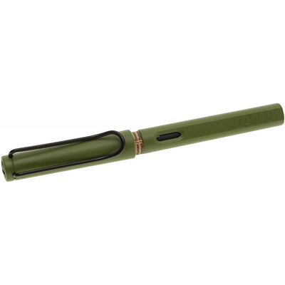 Lamy Safari- Savannah Green Fountain Pen, Steel Medium Nib, Spring Loaded Iconic Clip, Triangular Grip, Abs Plastic Body.
