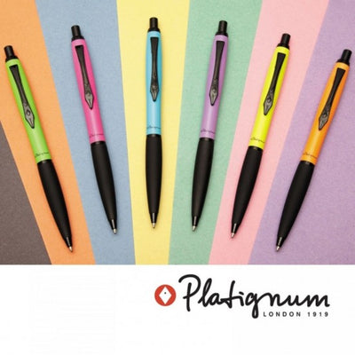 Platignum Carnaby Street Pink Ball Point Pen, Black Trims,Push-Button Mechanism.