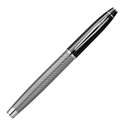 Scrikss | Noble 35C | Fountain Ink Pen | Spiral Black Chrome | Medium Nib