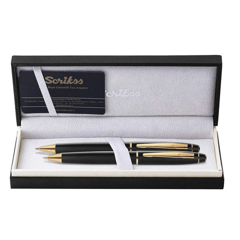 Scrikss | Noble 35 | Ballpoint Pen + Mechanical Pencil Set | Matt Black GT