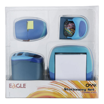 Desktop Accessories - Eagle Omax Stationery Set -Stapler, Staple Remover, Staples, Memo Holder, Pen Stand, Magnetic Clip Dispenser, Index Note Dispenser - J5132CD