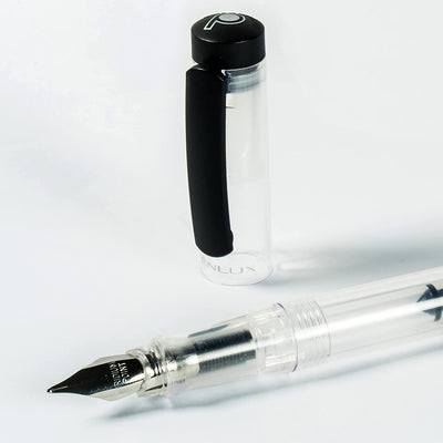 Penlux Junior Clear Body With Black Clip Fountain Ink Pen Made In Taiwan