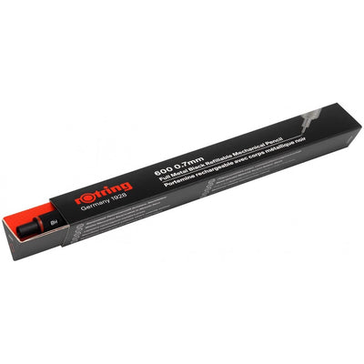 Rotring 600 Series Black 0.7mm Mechanical Pencil HB Lead,Metal Body,Hexagonal Barrel, Inbuilt Eraser,Push-Button Cap,Non-Slip Metal Knurled Grip.