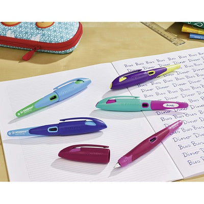 STABILO - Handwriting Pen - EASYbirdy M nib Right Handed Turquoise/Neon Pink