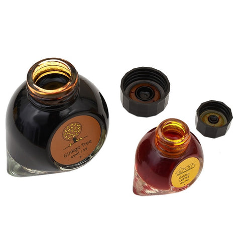 Colorverse Ginkgo Tree - Light Brown - Golden Leaves - Yellow- Fountain Pen Ink 59 - 60 Earth Edition, 65ml - 15ml - 2 Bottle Set, Dye-Based, Nontoxic, Made In Korea