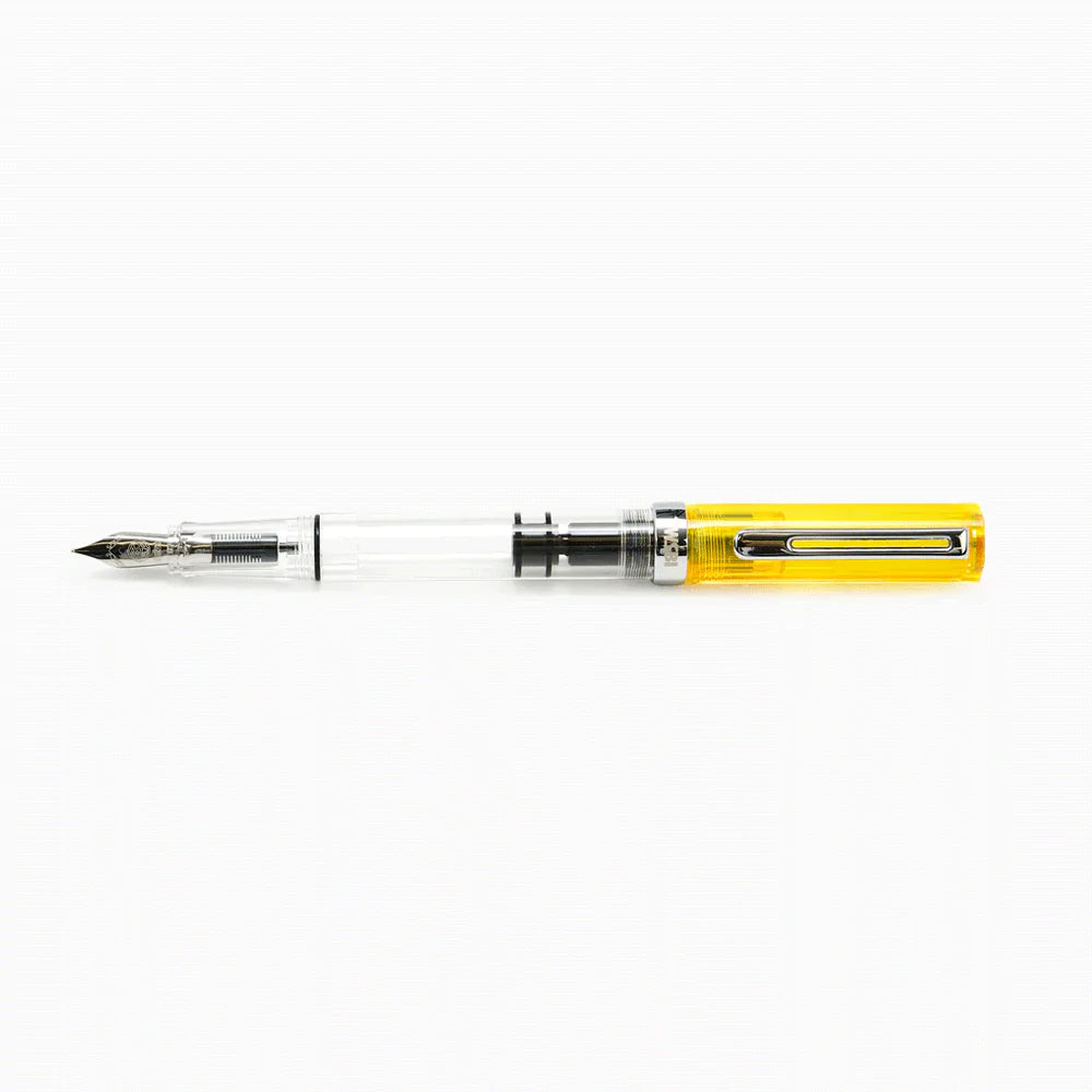 Twsbi Eco Transparent Yellow Fountain Ink Pen, Piston Filling Mechanism Plastic Body, Metal Clip, Steel Nib, High Capacity Filler Can Hold Upto 1.7ml Of Ink, Screw-on Cap Mechanism.