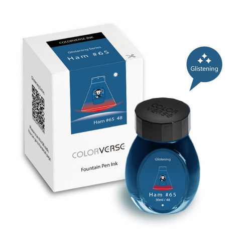 Colorverse Traiblazer In Space Ham65 Glistening Series Under The Shade – Dark Blue Ink 30ml Fountain Pen Ink Bottle Dye Based including Glistening Pigment, Nontoxic, Made in Korea
