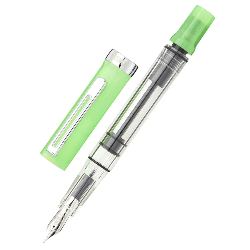 Twsbi Eco Glow Green Fountain Ink Pen, Piston Filling Mechanism, Plastic Body Metal Clip, Steel Nib, High Capacity Filler Can Hold Upto 1.7ml Of Ink, Screw-on Cap Mechanism.
