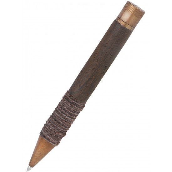 E+M Melange - Black Oak Vintage Fine Wood Pen With Leather Rings