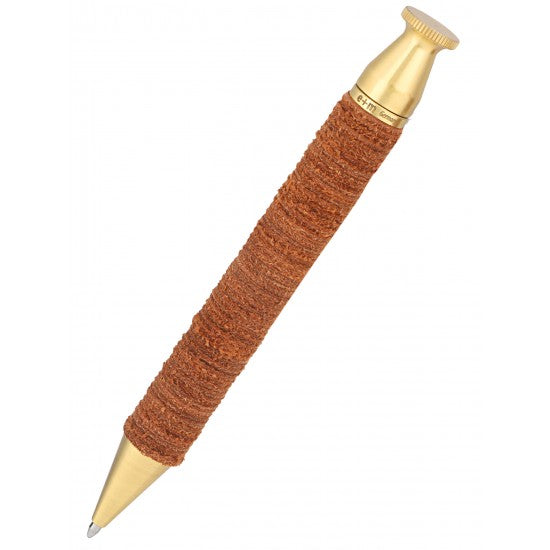 E+M King Cuio - Cognac Leather Rings and Brass Pen