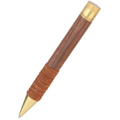 E+M Melange - Walnut Vintage Fine Wood Pen With Leather Rings
