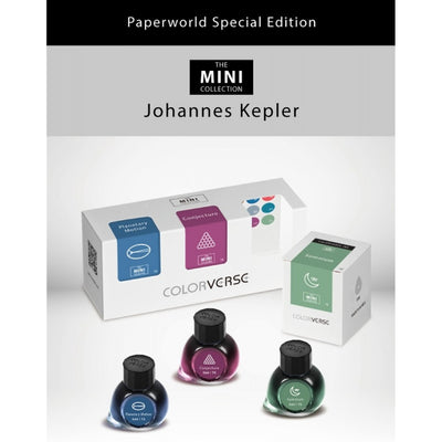 Colorverse Mini Collection Johannes Kepler Special Edition Planetary Motion, Conjecture, Somnium Fountain Pen Ink Under The Shade Of Blue, Purple, Green Ink 5ml Classic Bottle Dye Based Nontoxic.