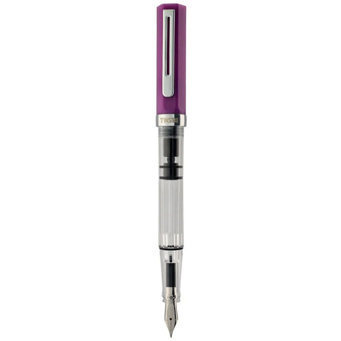 Twsbi Eco Lilac Fountain Ink Pen, Piston Filling Mechanism Plastic Body, Metal Clip, Steel Nib, High Capacity Filler Can Hold Upto 1.7ml Of Ink, Screw-on Cap Mechanism.
