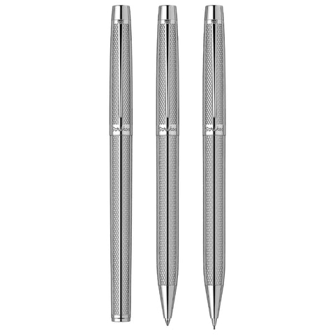 Scrikss | Venus 722 | Fountain+ Ballpoint Pen+ Mechanical Pencil Set | Chrome CT