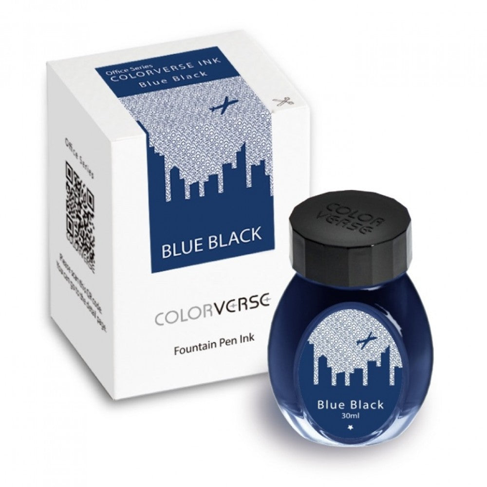 Colorverse Office Series Blue-Black Fountain Pen Ink Bottle, 30ml Classic Bottle, Dye Based Non-toxic, Made In Korea