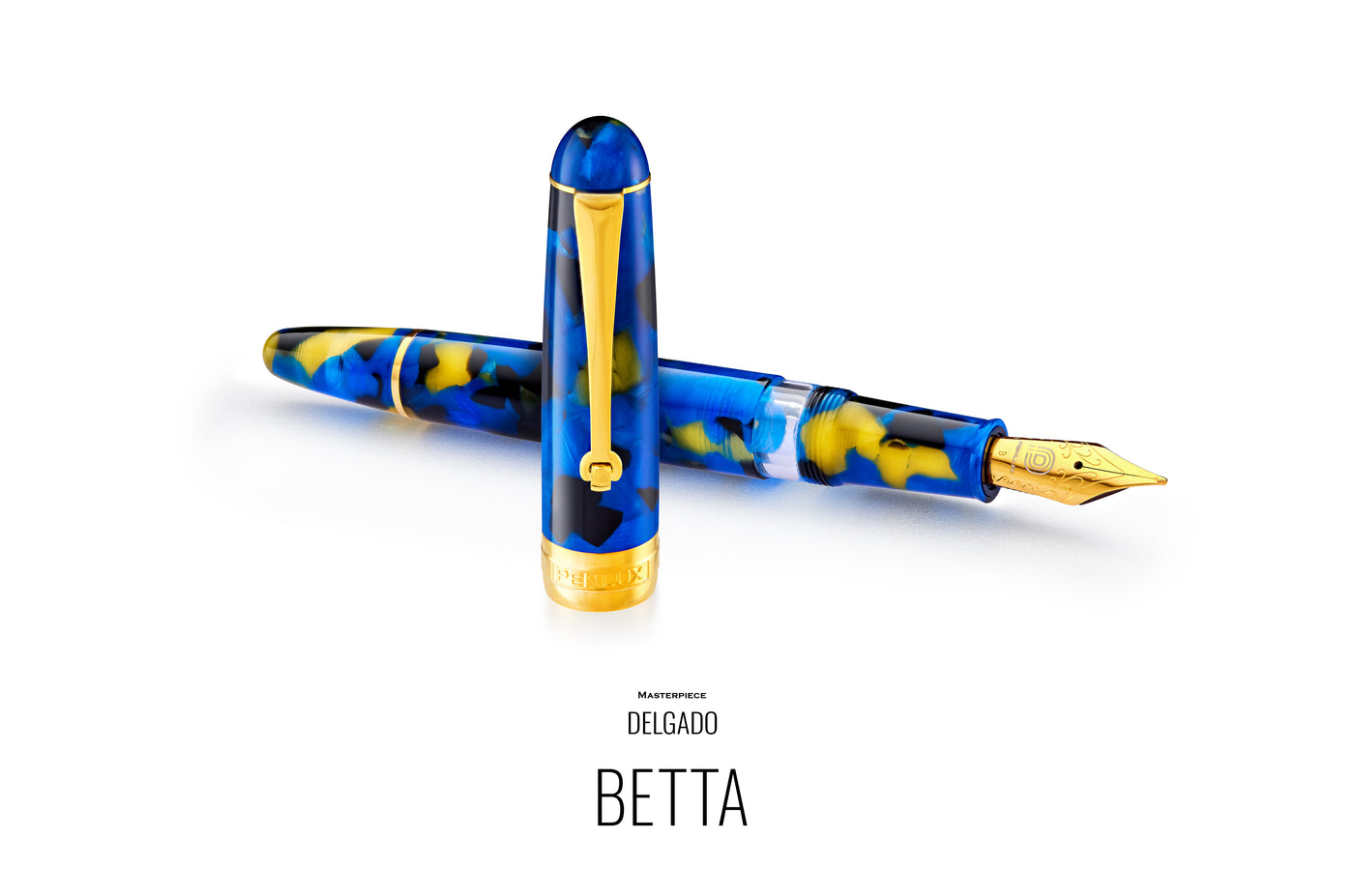 Penlux Masterpiece Delgado Fountain Ink Pen | Betta (Blue) Body | Piston Filling | No. 6 Jowo Nibs