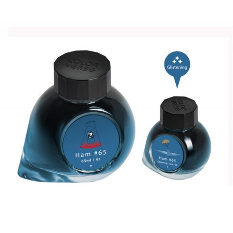 Colorverse HAM 65 Dark Blue Without Shimmer - With Shimmer - Fountain Pen Ink 47 - 48 Trailblazer In Space Series, Season 4, 65ml - 15ml - 2 Bottle Set Dye-Based Nontoxic Made In Korea
